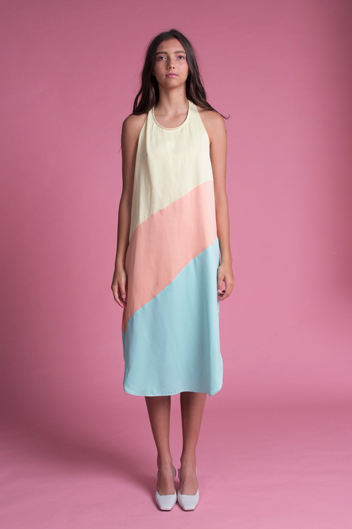 Tri-Colored Midi Dress