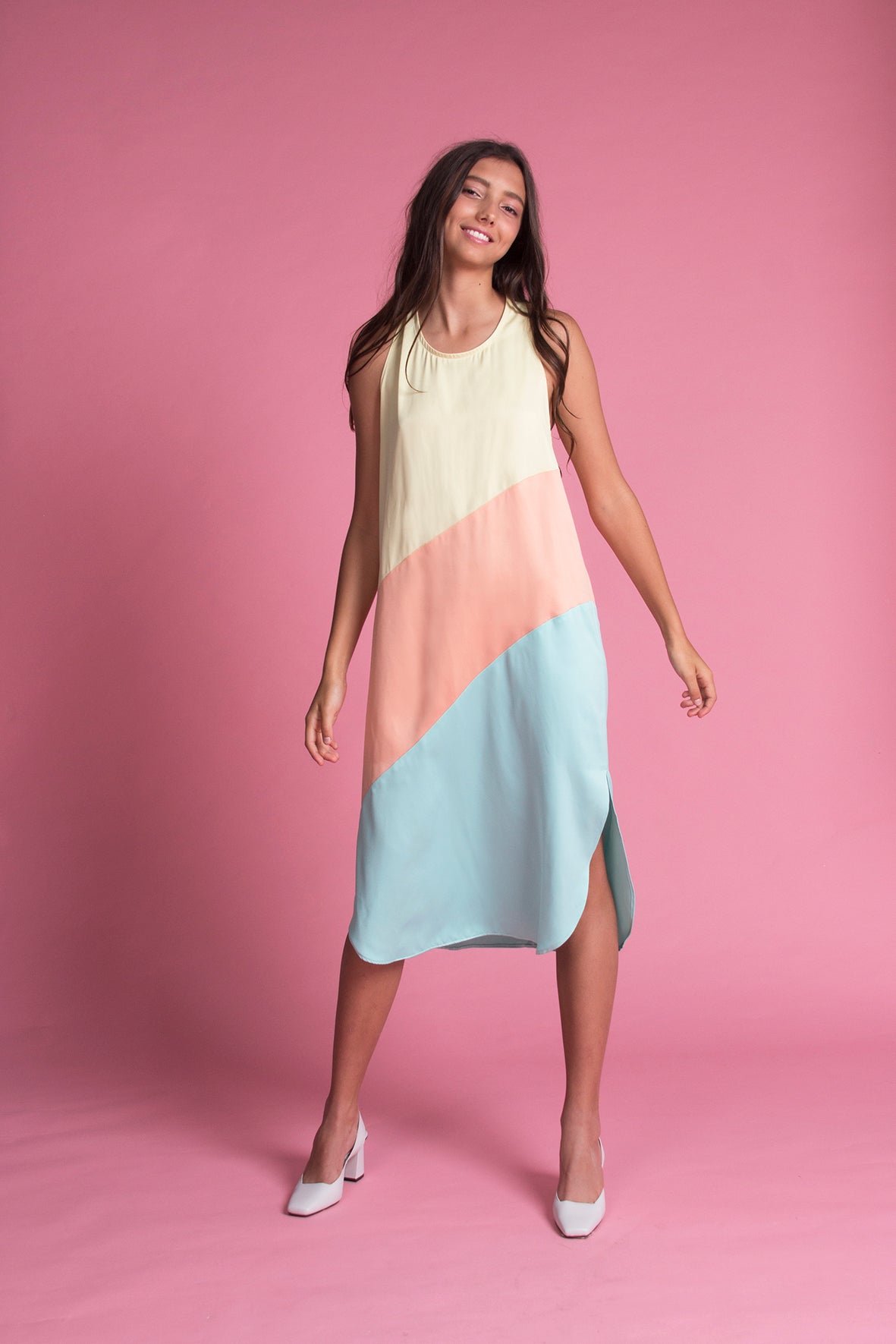 Tri-Colored Midi Dress