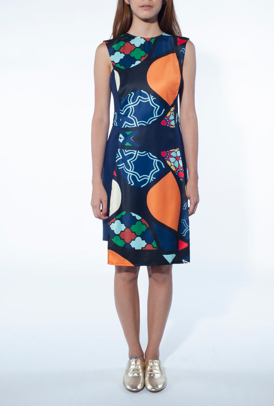 Apron Overlay Dress (Mosaic Print)
