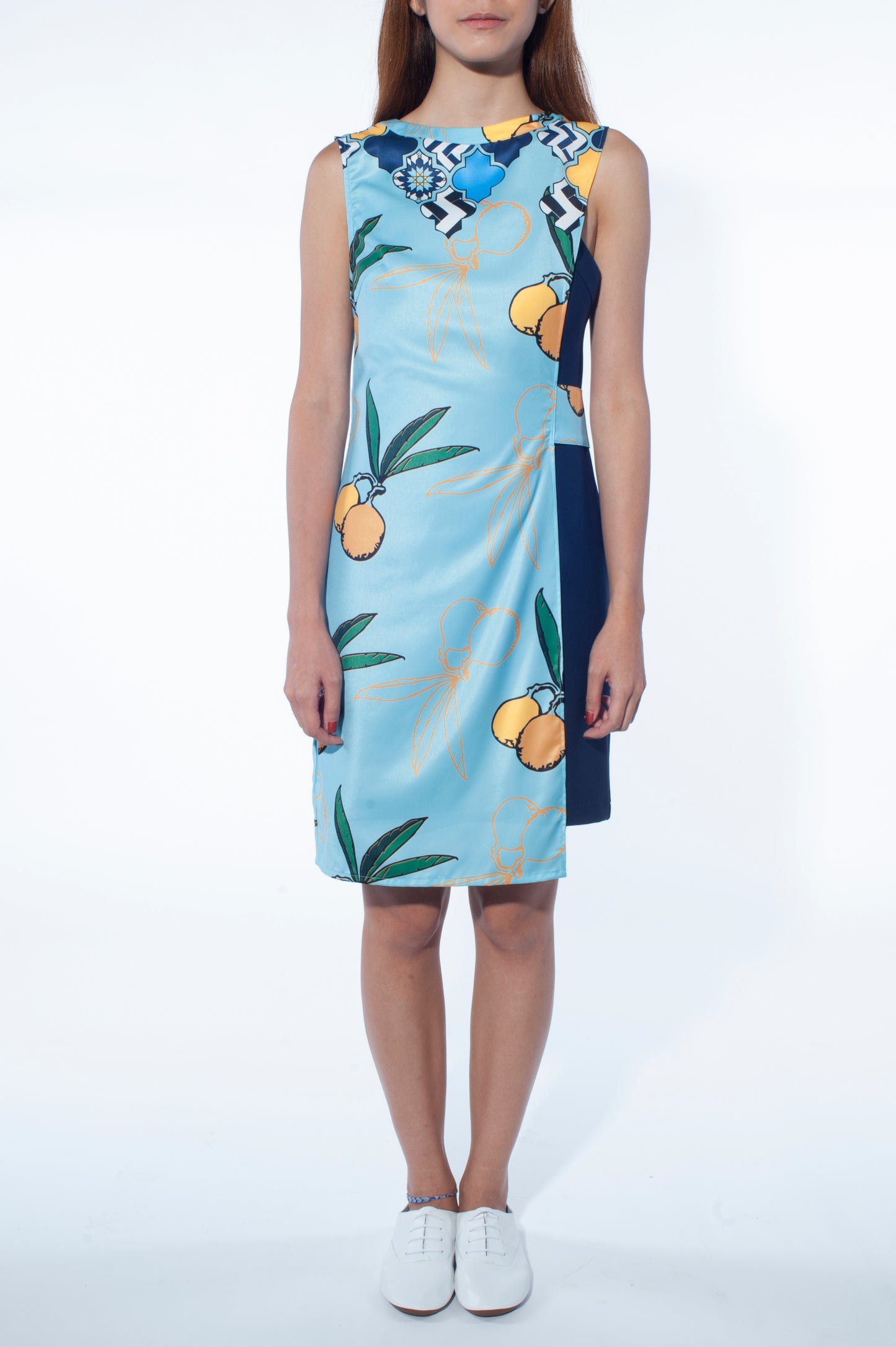 Asymmetrical Overlay Dress (Chefchaouen Print)
