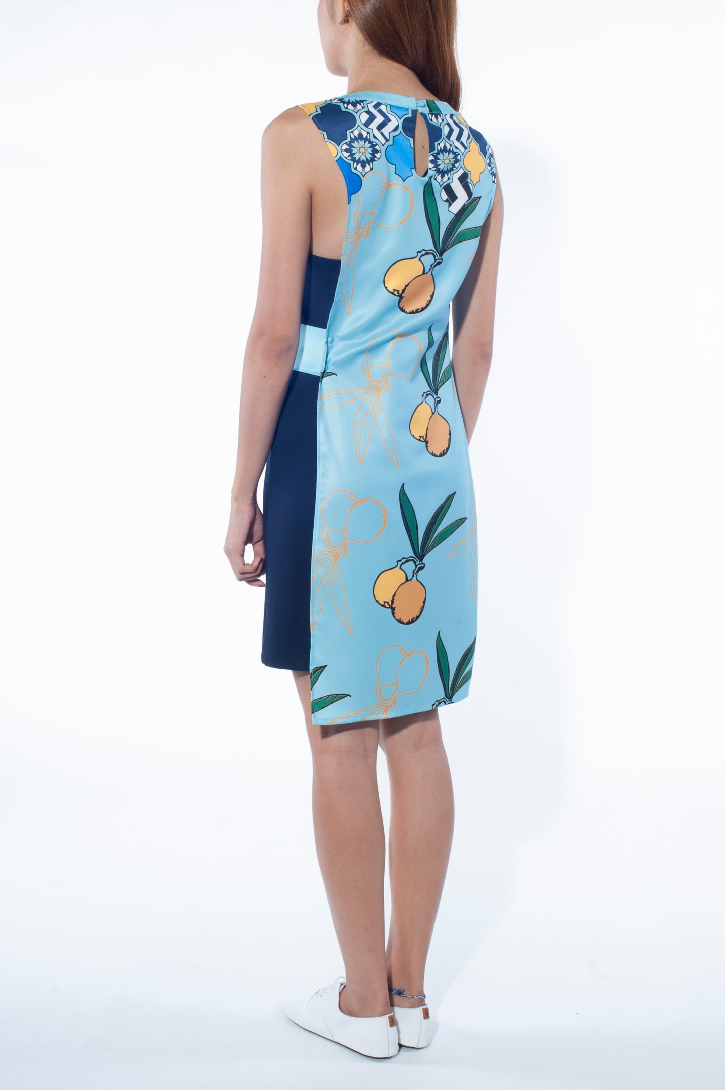 Asymmetrical Overlay Dress (Chefchaouen Print)