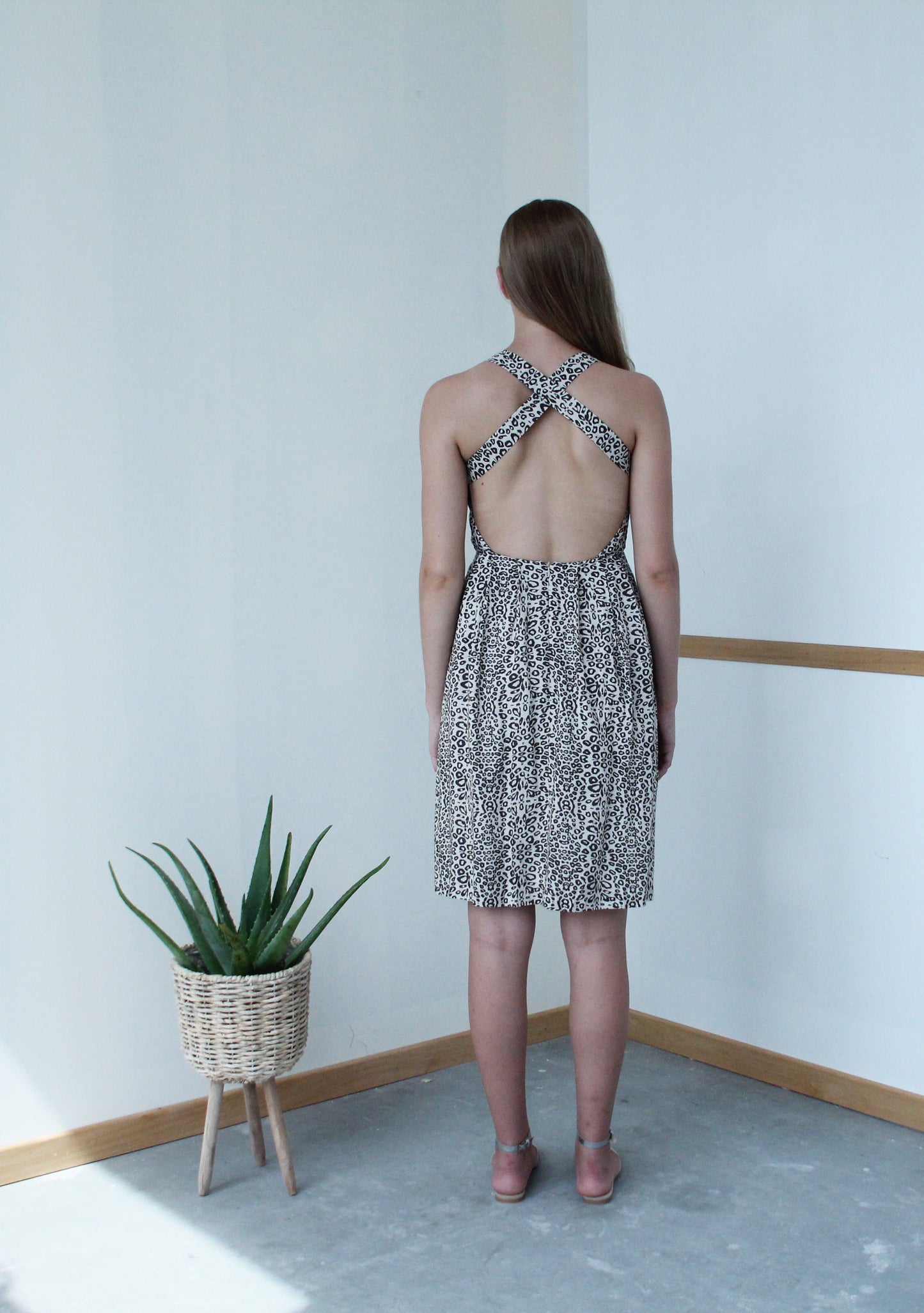 Crossback Flare Dress (Leopard Print)