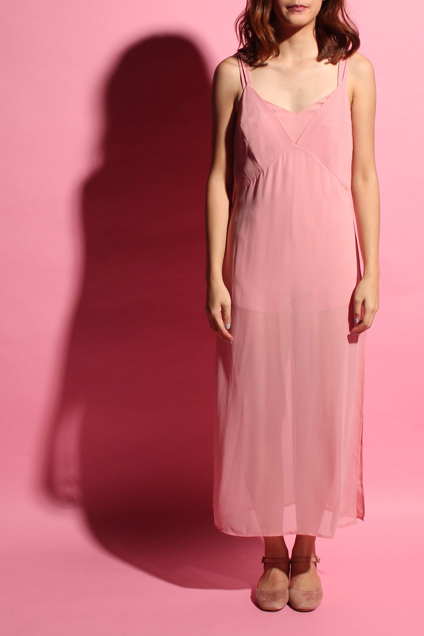 Romper Slip Dress - Blush Pink